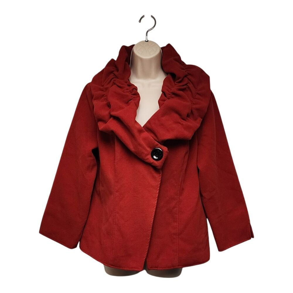 Multiples Women’s Single Breasted Long Sleeve Red Jacket Coat Size Large